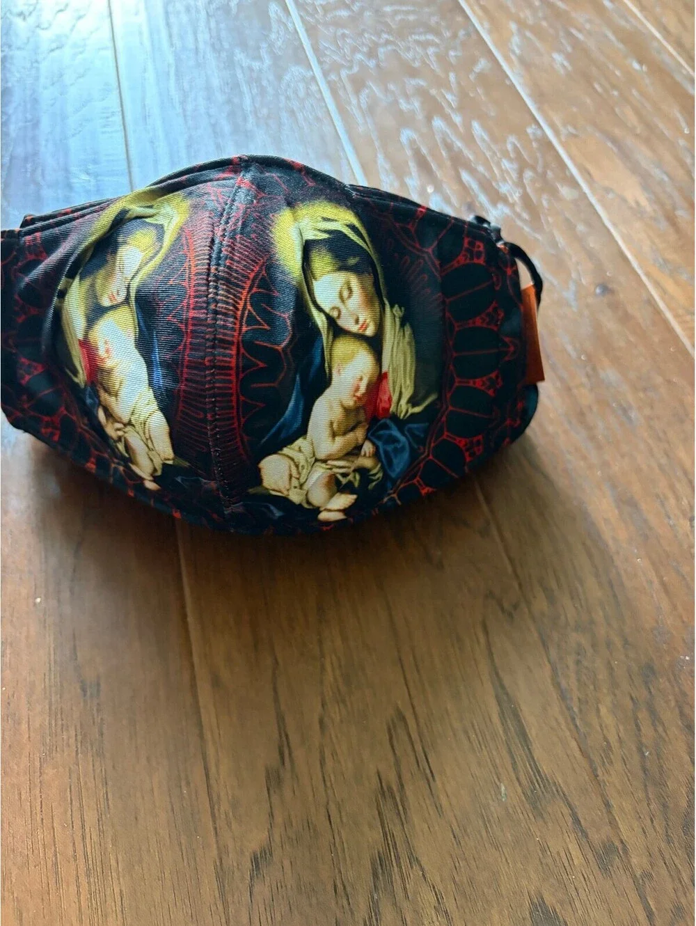 Artistic Religious Print Face Mask with Madonna and Child Design